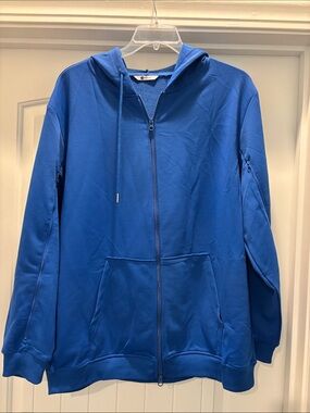 Runcati XXL Royal Blue Hoodie Zippered Jacket with front pouch pockets